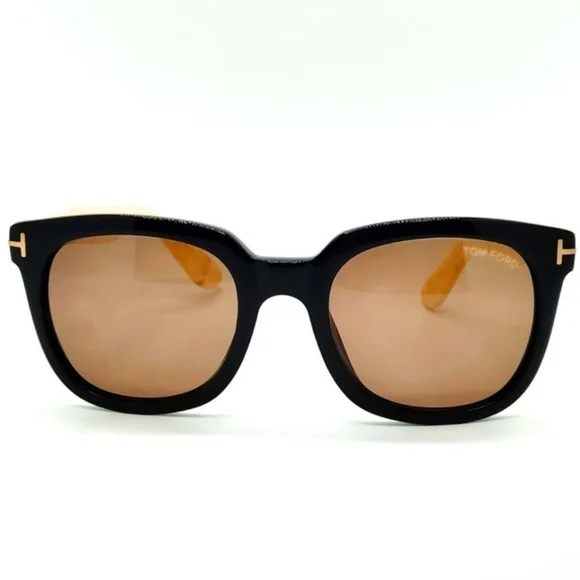 Tom Ford Sunglasses Black With Ivory Colored Arms, Gold Accents, Made In Italy - Picture 8 of 11